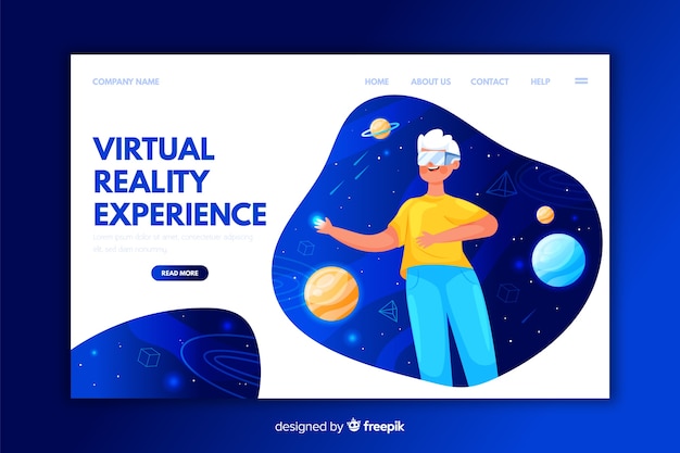 Virtual reality landing page template