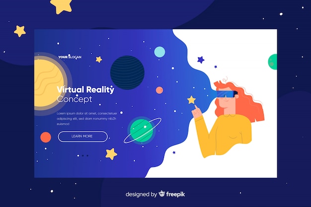 Free vector virtual reality landing page