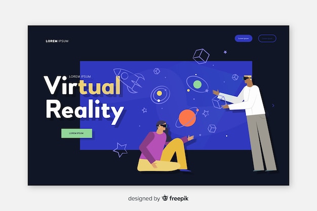 Free Vector virtual reality landing page