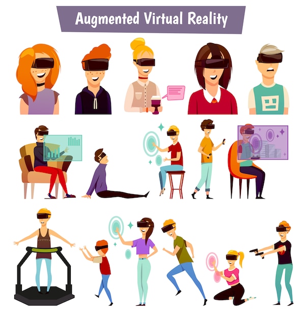 Virtual Reality People Orthogonal Icons