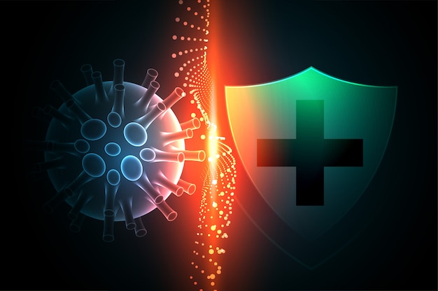 Free Vector virus protection shield preventing coronavirus to enter background