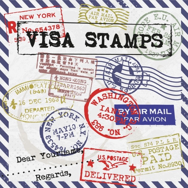 Free vector visa stamps card