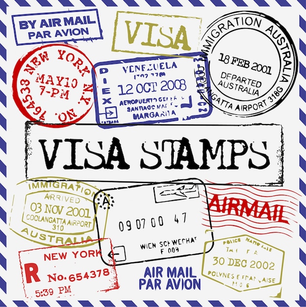 Free Vector visa stamps collection