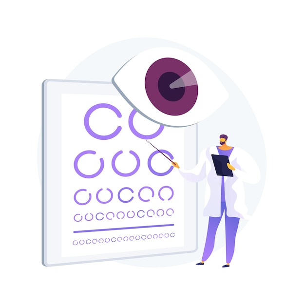 Free Vector vision screening abstract concept vector illustration. vision test service, glasses prescription, eye disorder diagnostic, acuity testing, primary care in school, pediatric exam abstract metaphor.