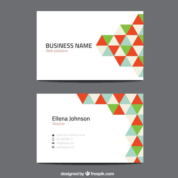 Visit card with colorful triangles