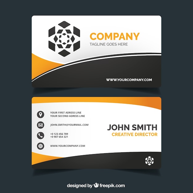 Free Vector visiting card with orange elements