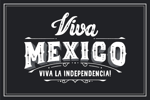 Viva mexico lettering on black background