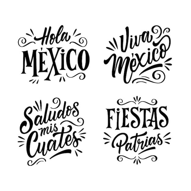 Viva mexico lettering design set