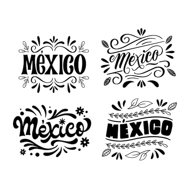 Viva mexico lettering design set