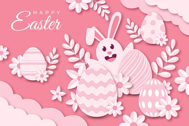 Vivid monochrome easter illustration in paper style