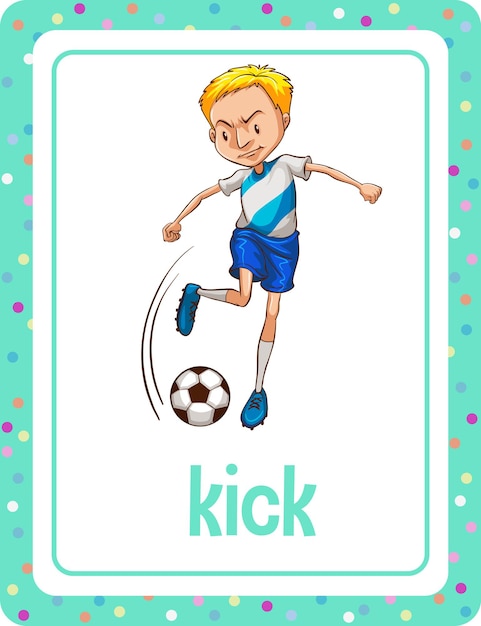 Free Vector vocabulary flashcard with word kick