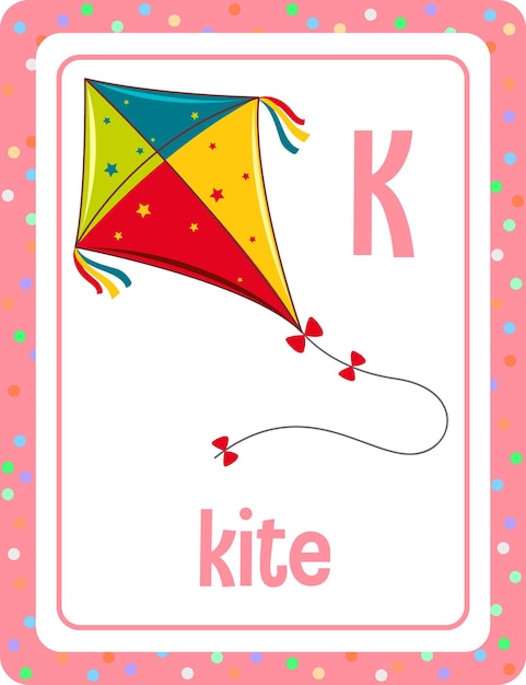 Free Vector vocabulary flashcard with word kite