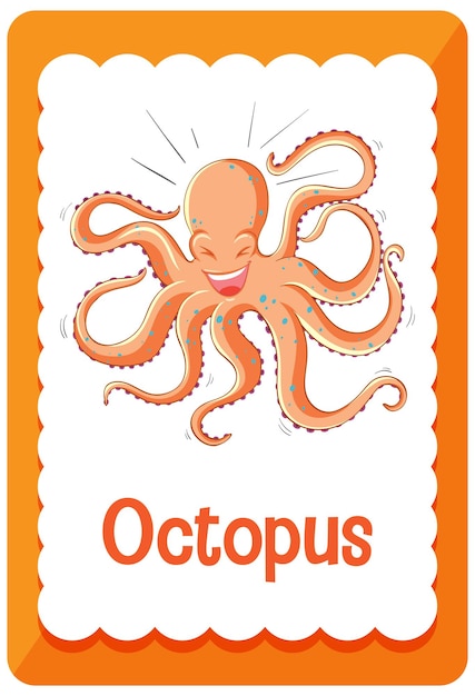 Free Vector vocabulary flashcard with word octopus