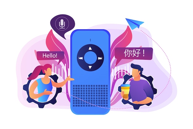 Free Vector voice assistant translating into foreign languages illustration