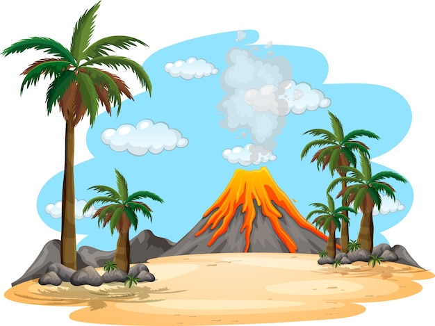 Free Vector volcanic eruption outdoor scene background