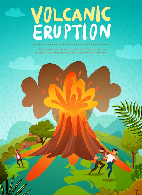 Free Vector volcano eruption 