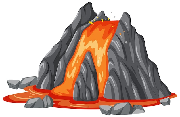 Free Vector volcano with lava flowing in cartoon style