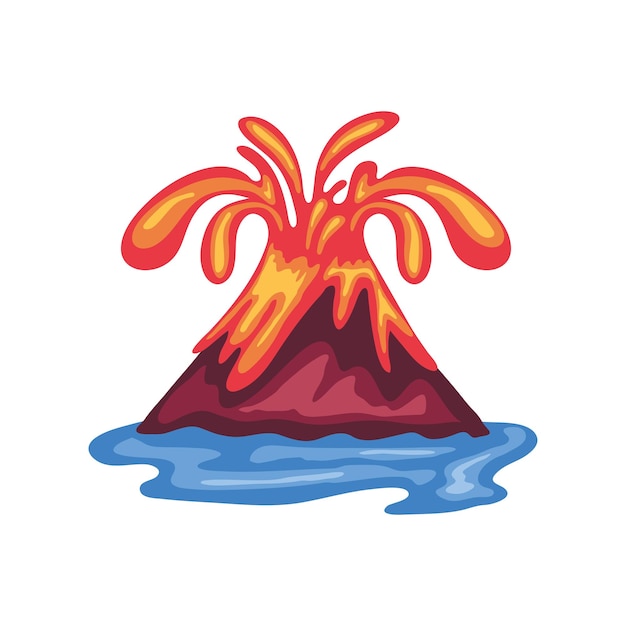 volcano with lava