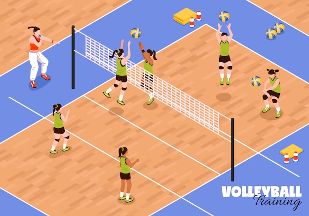 Free Vector volleyball kids team background