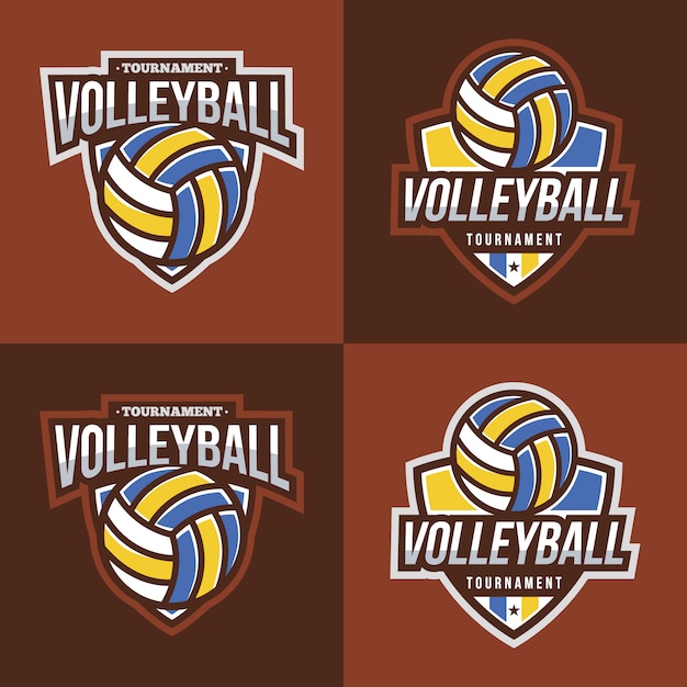 Volleyball logo collection with brown background