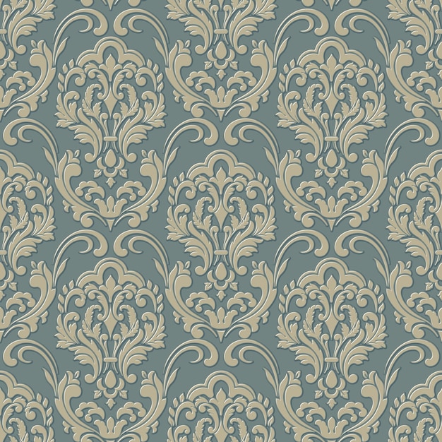 Free Vector volumetric damask seamless pattern background