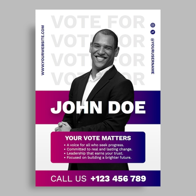 Free vector vote election poster template design