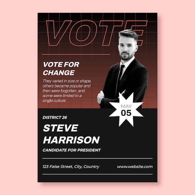 Free vector vote election poster template design