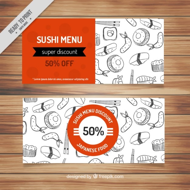 Free Vector voucher for japanese food