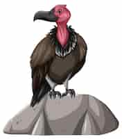 Free vector vulture standing on stone on white background