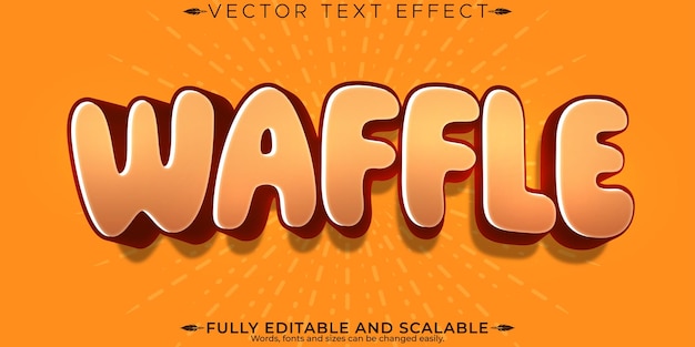 Free vector waffle text effect editable batter and delicious customizable font style