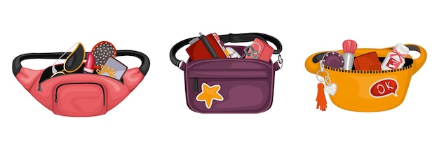 Waist Bags Icon Set