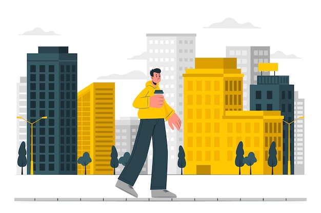 Free Vector walk in the city concept illustration