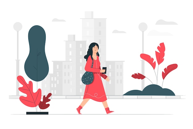 Walk in the city illustration concept