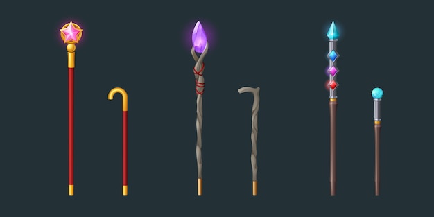 Walking sticks and magic staves for wizard