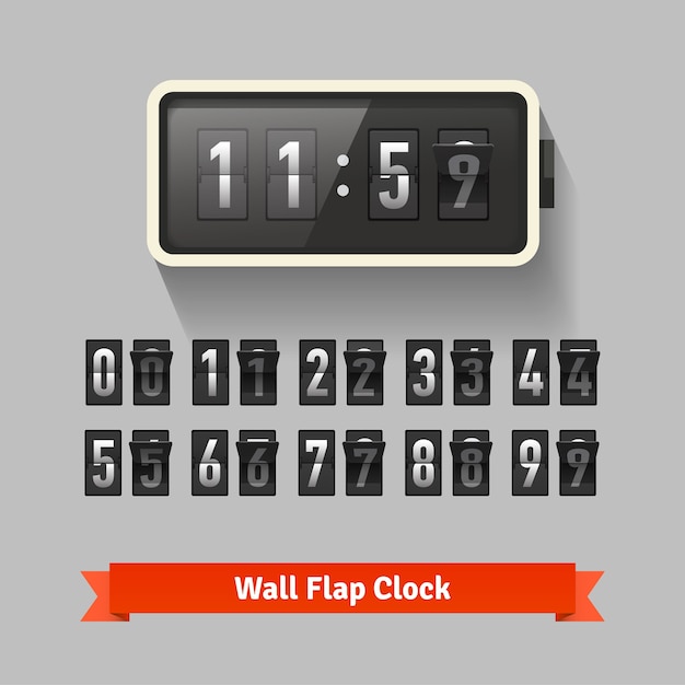 Free vector wall flap clock, number counter template