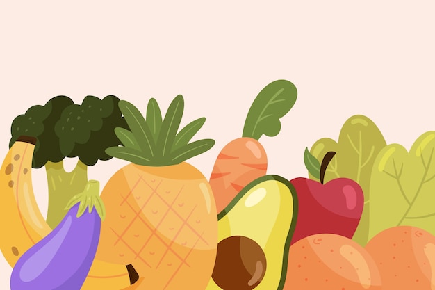 Wallpaper with fruits and vegetables