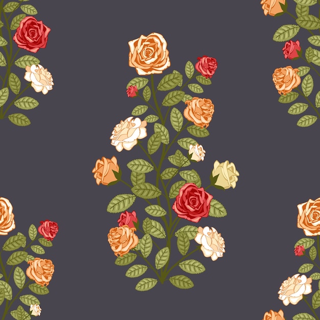 Wallpaper with roses traditional retro seamless vector pattern