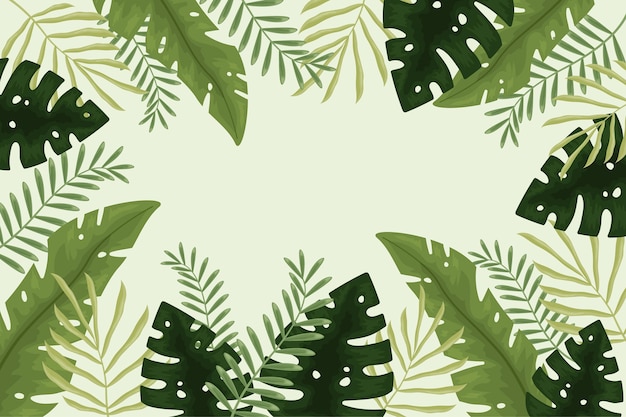 Free Vector wallpaper with tropical leaves design