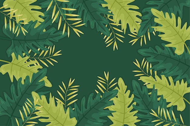 Free Vector wallpaper with tropical leaves