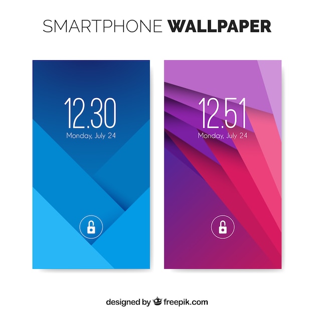 Free vector wallpapers set of geometric shapes for mobile