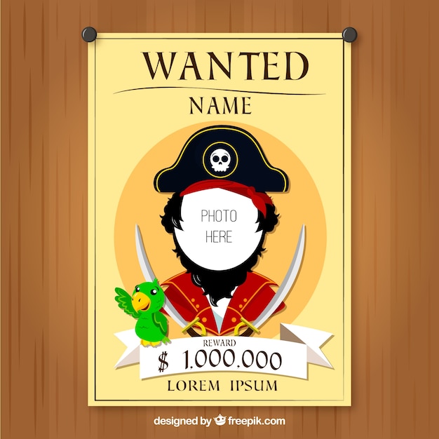 Wanted poster of pirate design