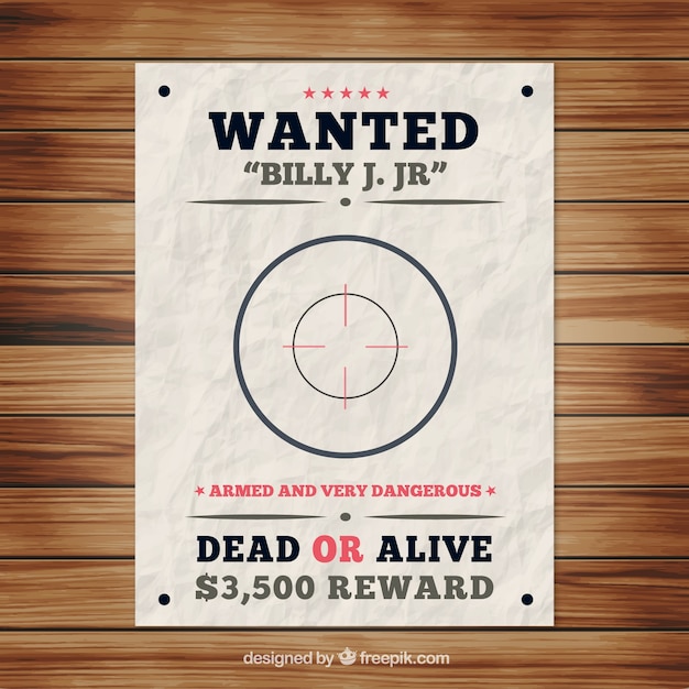 Wanted poster template with bullseye