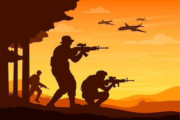 Free Vector war hand drawn soldier background