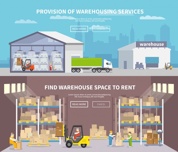 Warehouse Flat Banner Set