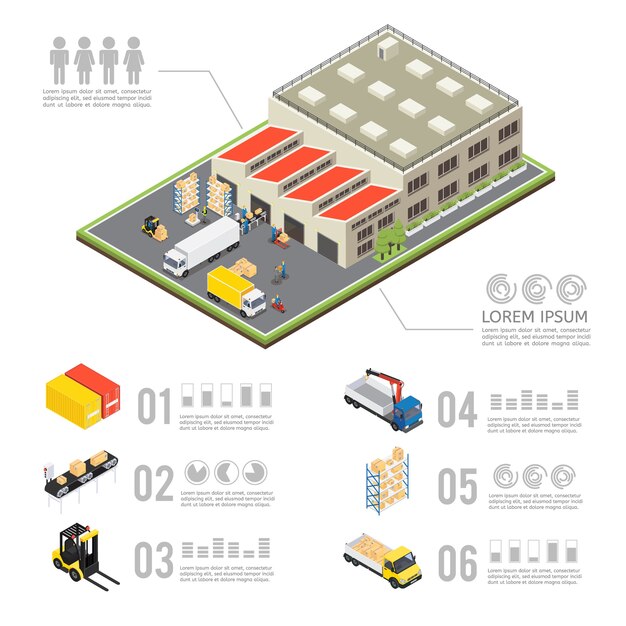 Warehouse Isometric Infographics