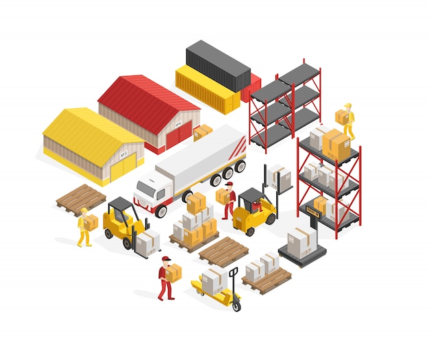 Free Vector warehouse logistics isometric concept