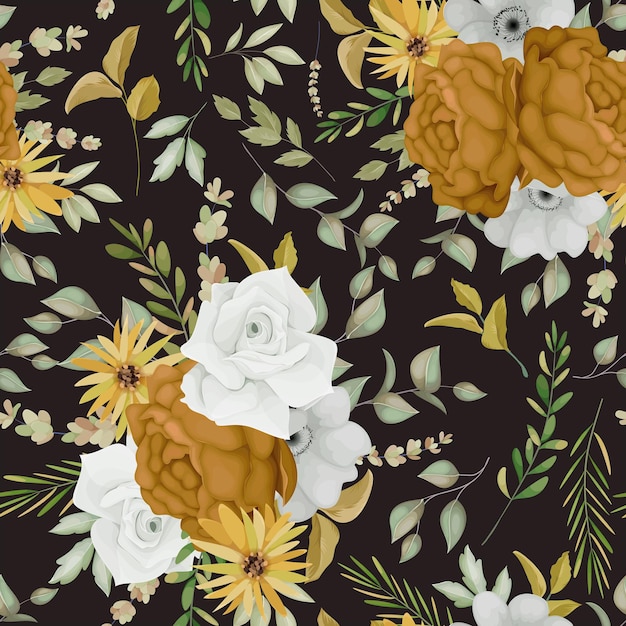 warm autumn floral seamless pattern design