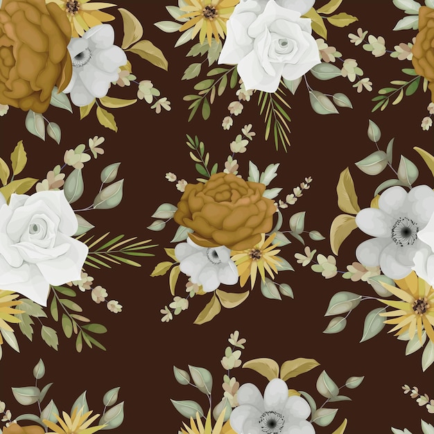 Free vector warm autumn floral seamless pattern design