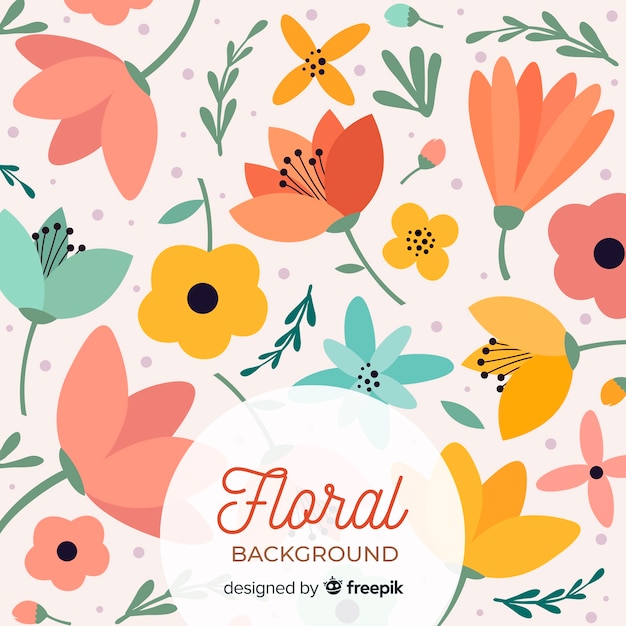 Free Vector warm coloured flowers flat background