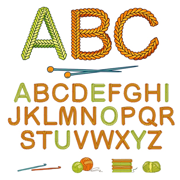 Free Vector warm knitting alphabet set